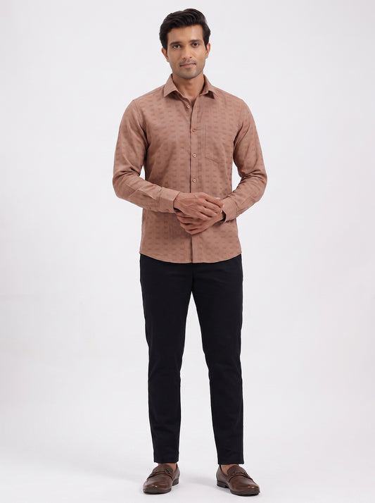 Classic Tan Brown Shirt with Soft Black Trouser Combo For Men
