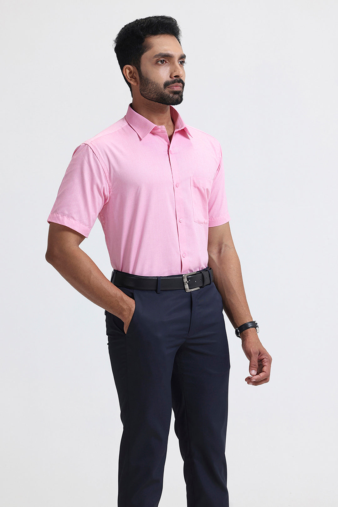 Comfortable light pink formal wear shirts for men