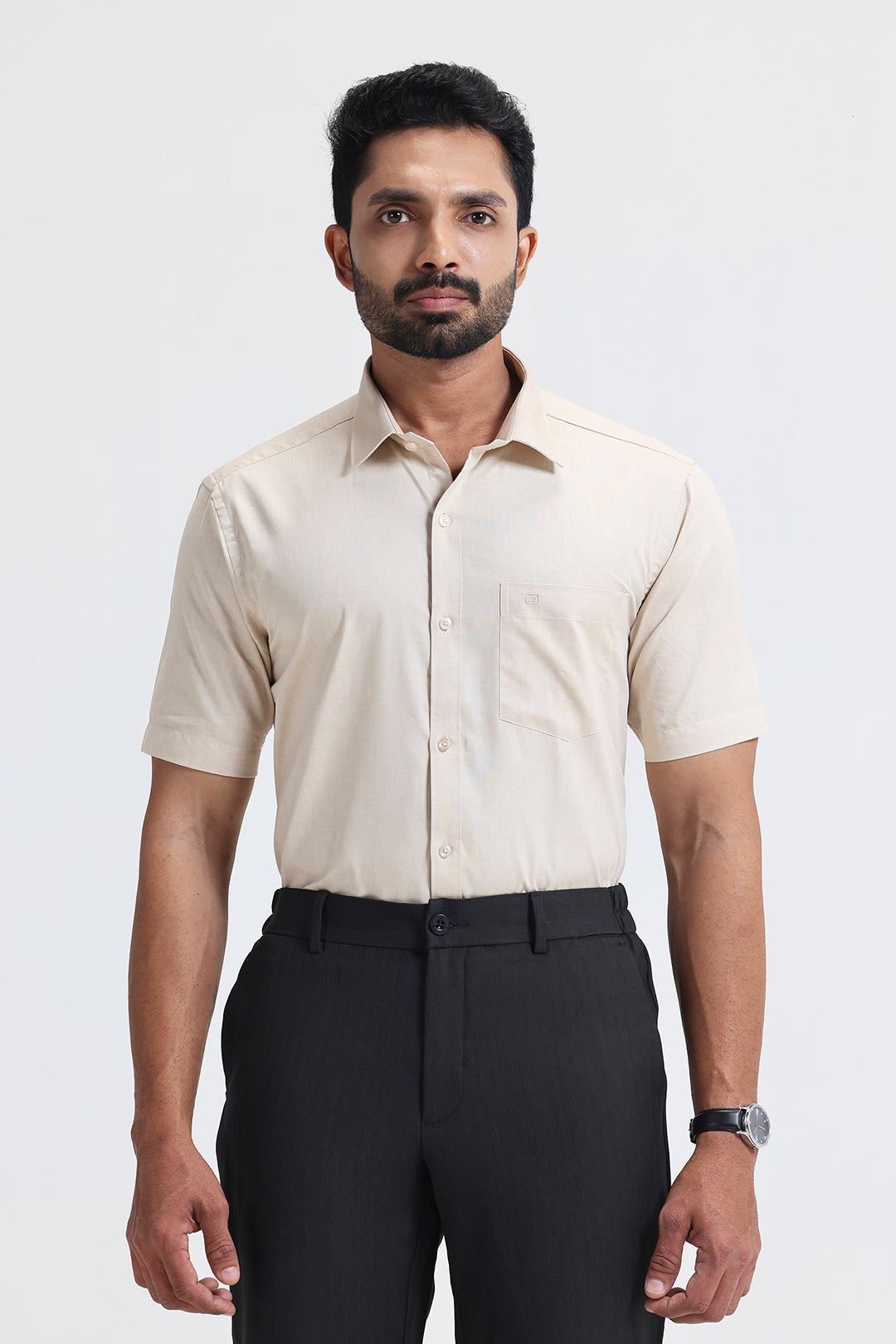 Ariser men’s cream beige cotton blend formal shirts