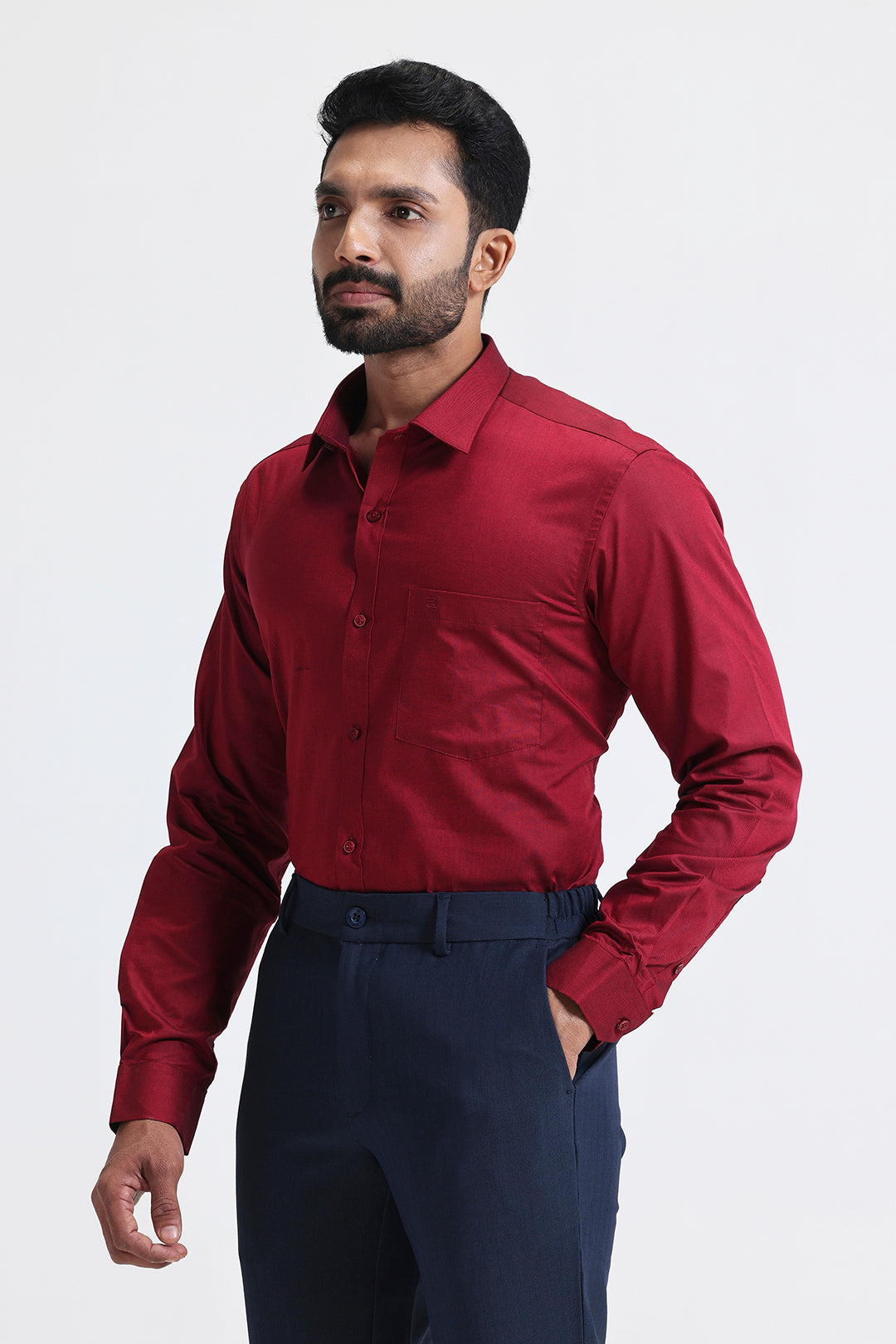 Smart fit deep maroon shirts for men’s office wear