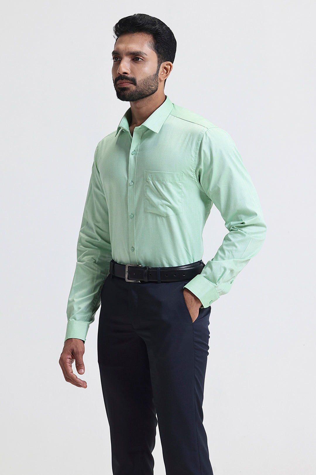 Soft cotton blend mint green shirt for men by Ariser
