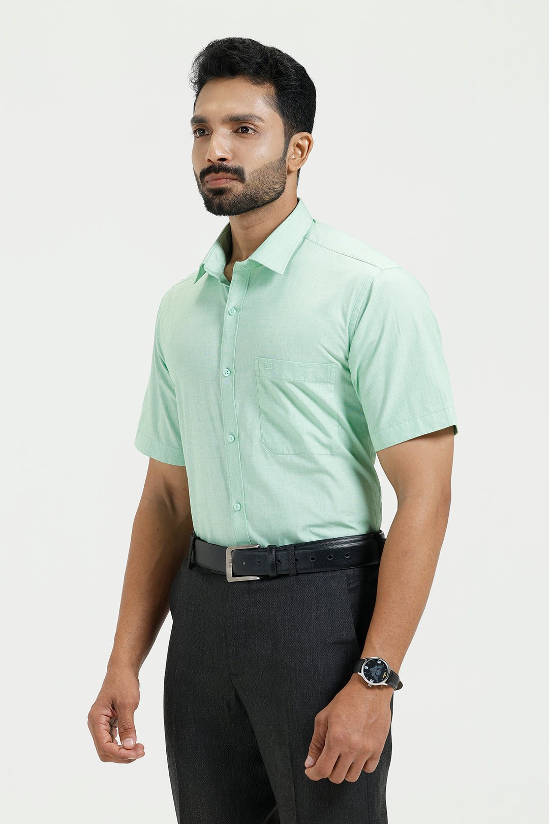 Men’s mint green full sleeve formal shirt for work