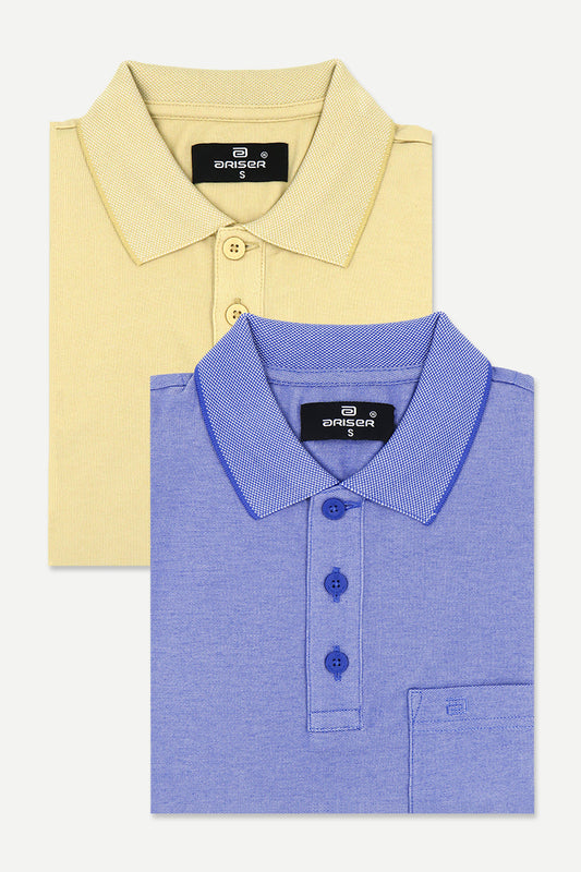 Golf Polo - Coral Peach and Light Purple T-Shirts Pack Of 2 Combo For Men | Ariser