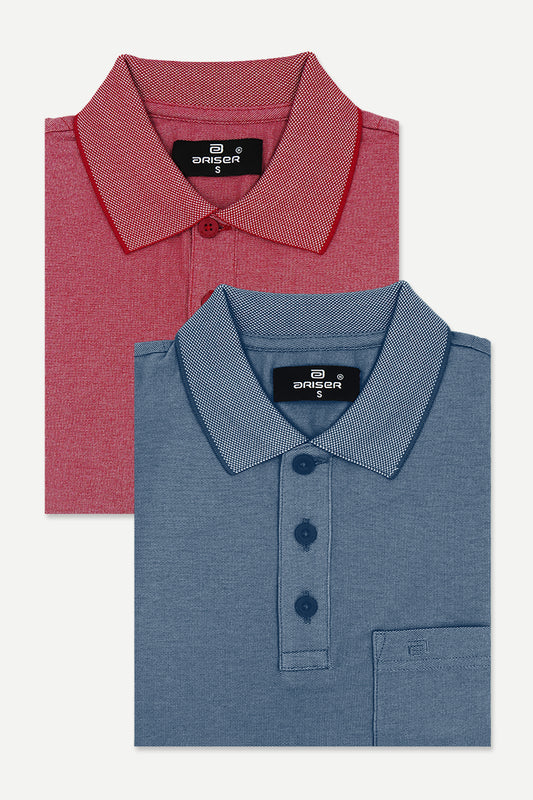 Golf Polo - Cherry Red and Marble Blue T-Shirts Pack Of 2 Combo For Men | Ariser