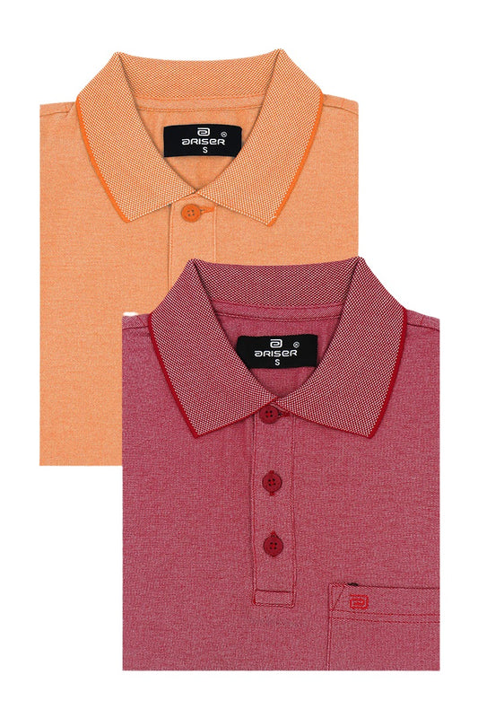 Golf Polo - Cherry Red and Orange T-Shirts Pack Of 2 Combo For Men | Ariser