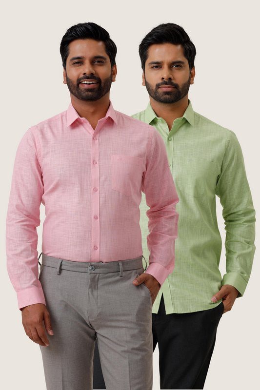 Indo cotton pack of 2 color shirt combo for mens