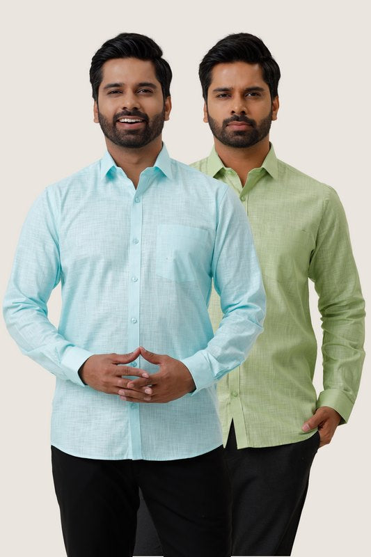 Indo cotton pack of 2 color shirt combo for mens