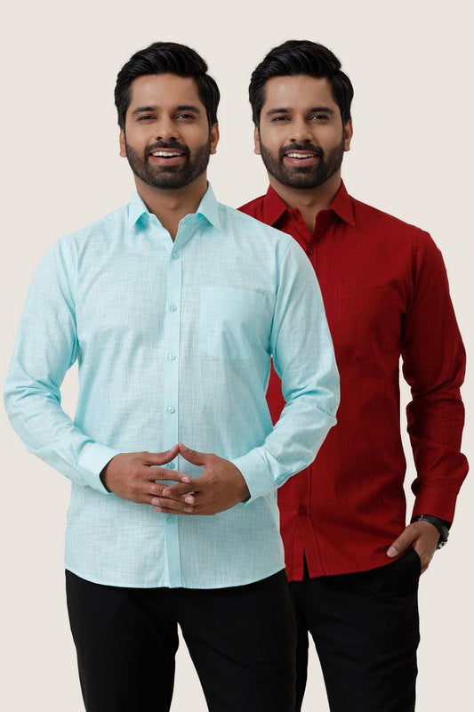 Indo cotton pack of 2 color shirt combo for mens