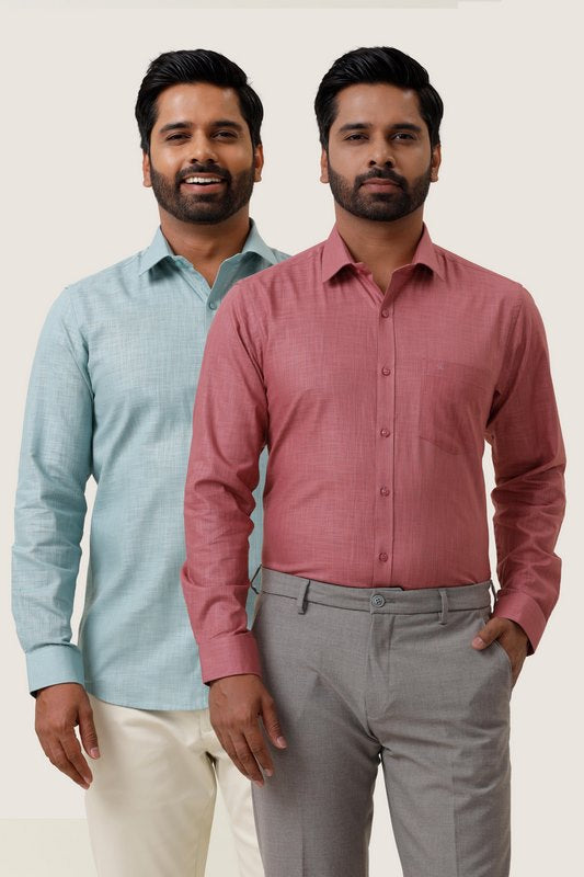 Indo cotton pack of 2 color shirt combo for mens