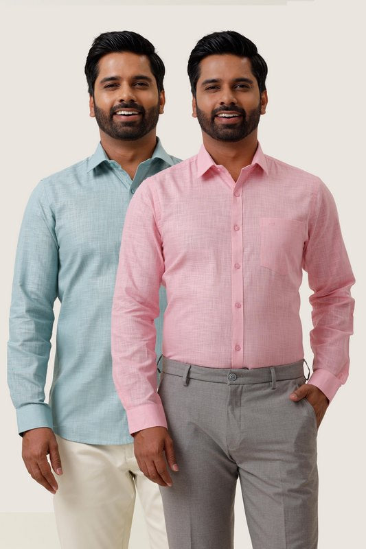 Indo cotton pack of 2 color shirt combo for mens
