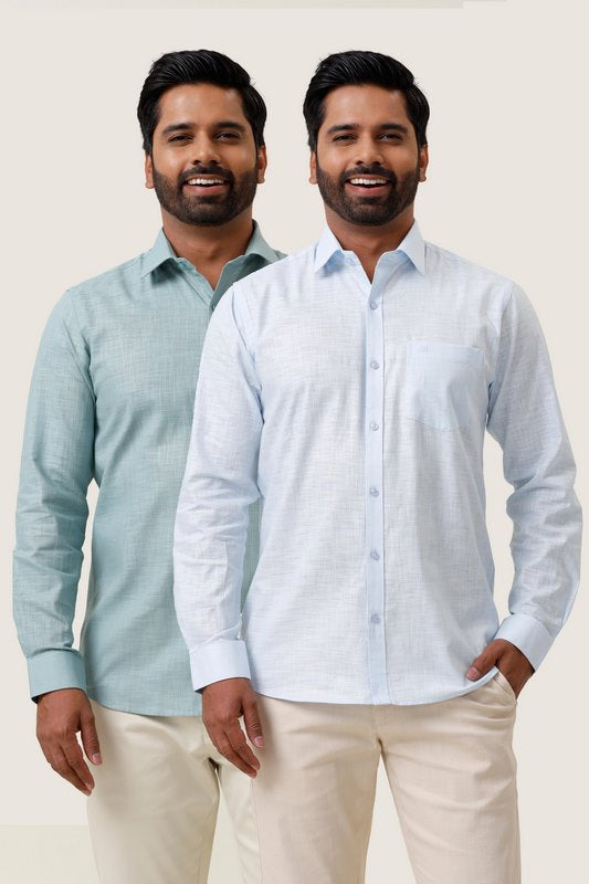 Indo cotton pack of 2 color shirt combo for mens