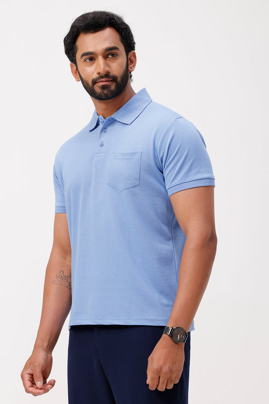 sky blue polo t-shirt