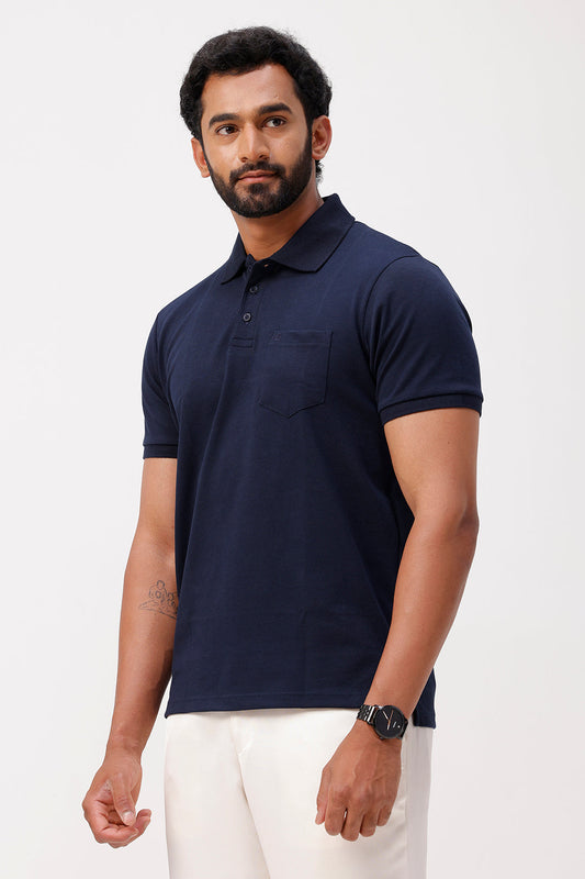 Midnight navy blue tennis polo t-shirt for men