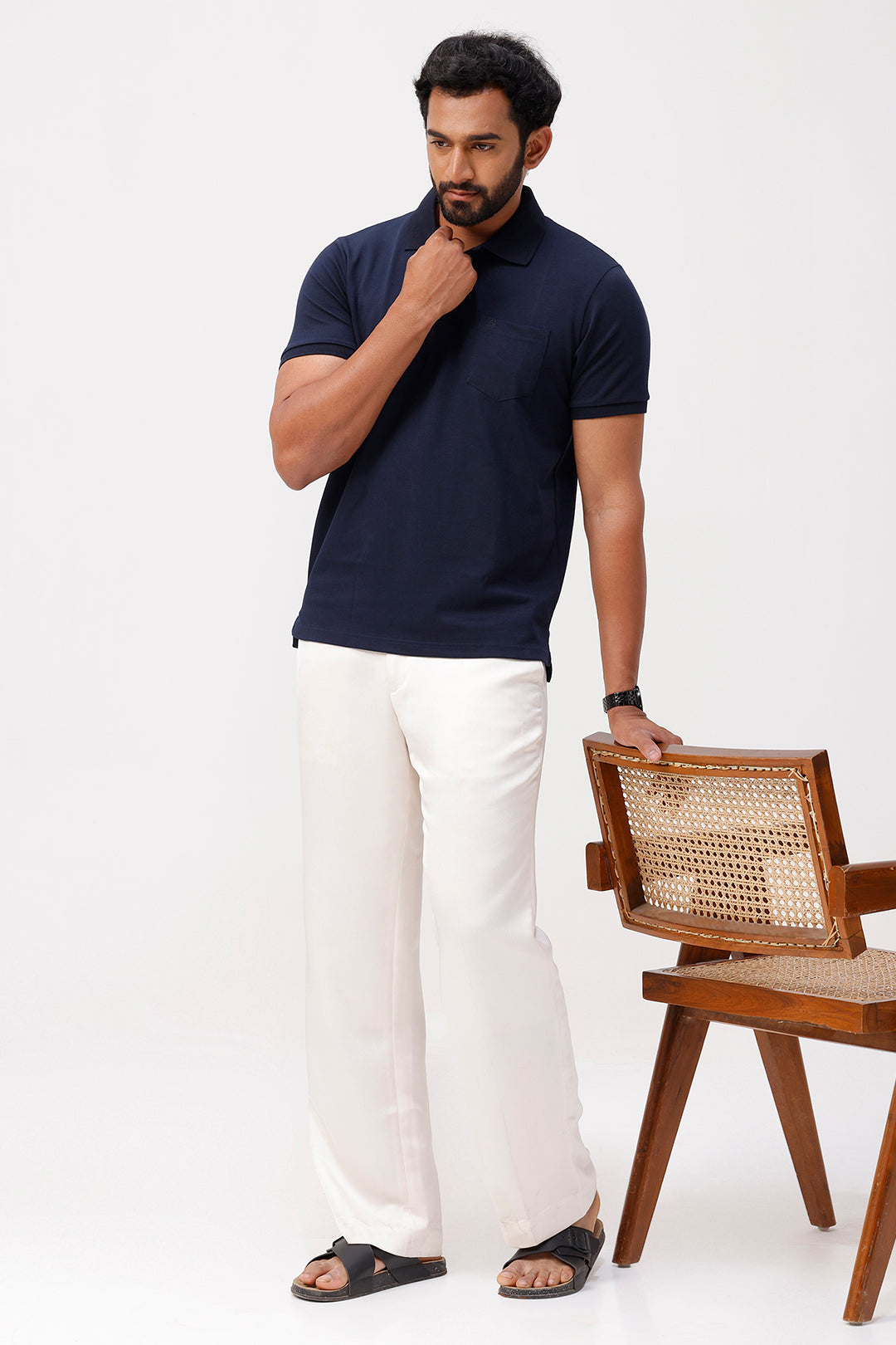 Stylish men’s midnight navy blue polo