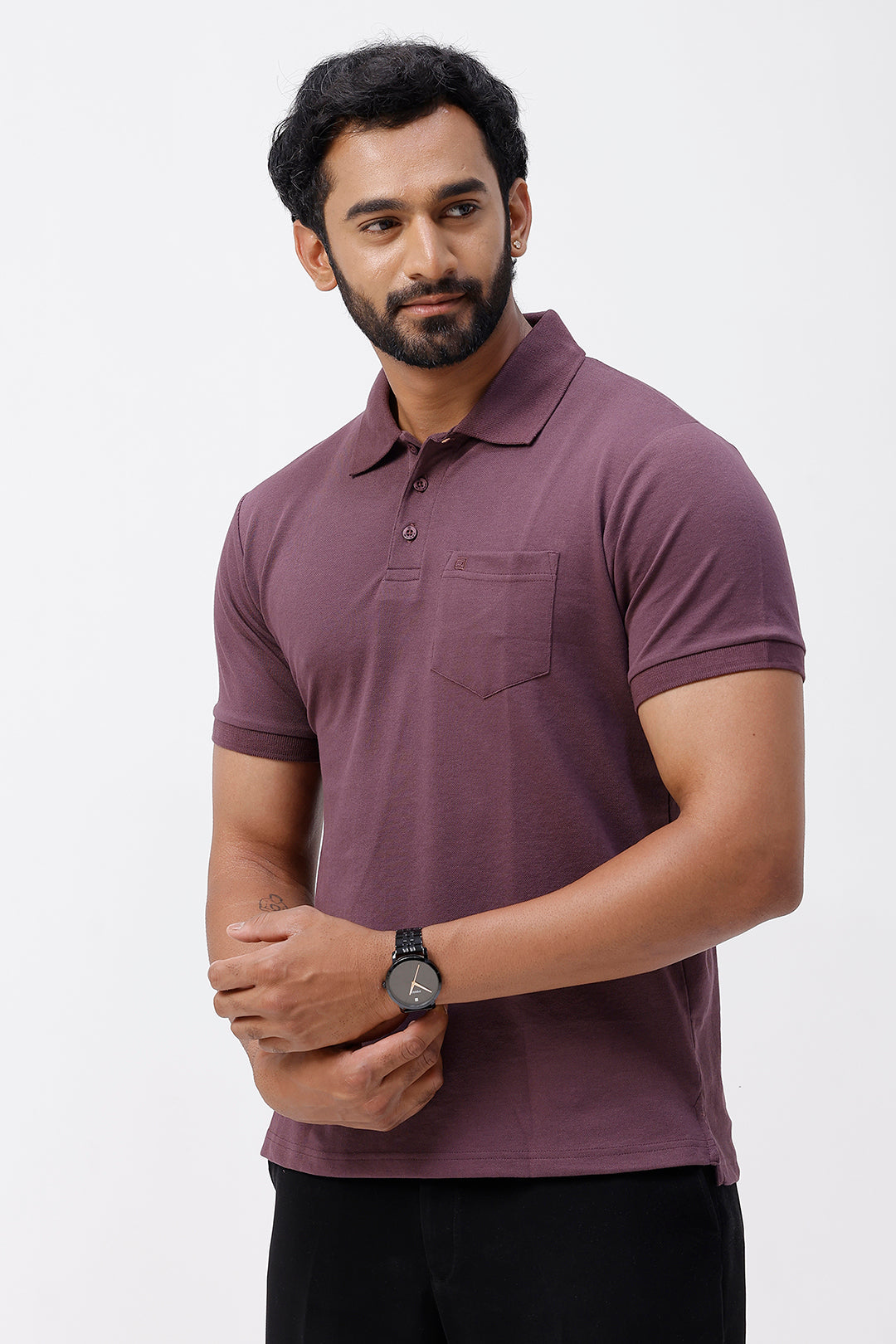 solid plum polo t-shirt men