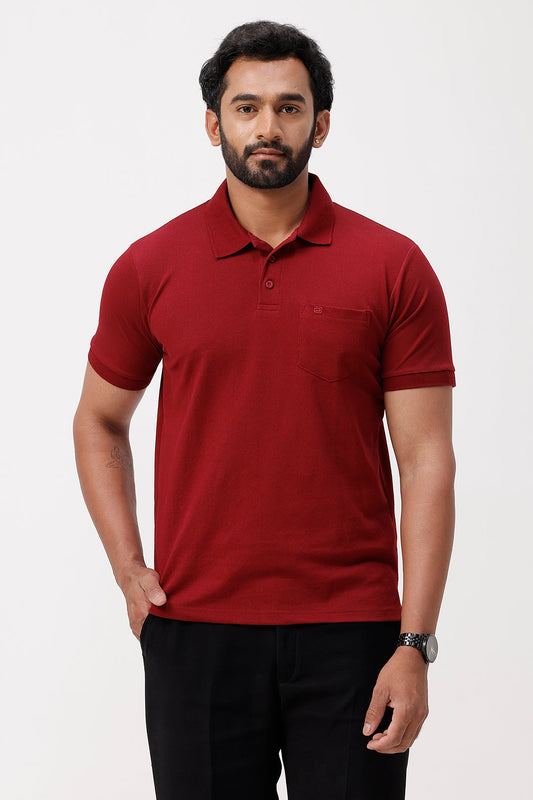 dark cherry red polo t-shirt for men