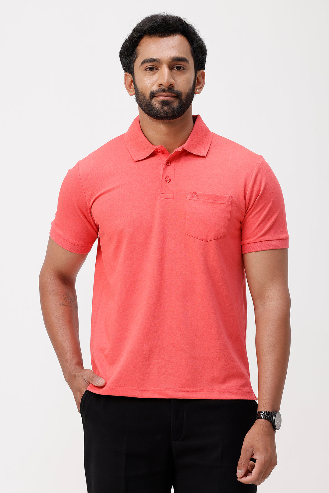 salmon peach polo t-shirt men
