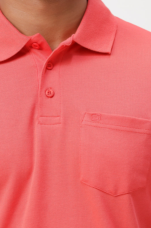 Salmon peach tennis polo t-shirt for men