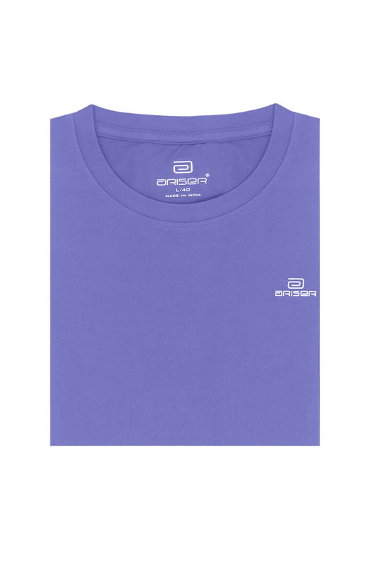 Round Neck - Purple Solid T-Shirts For Men | Ariser