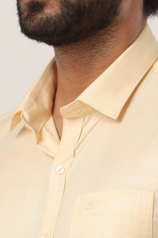 Cardiff - Light Yellow Formal Shirt For Men | Ariser