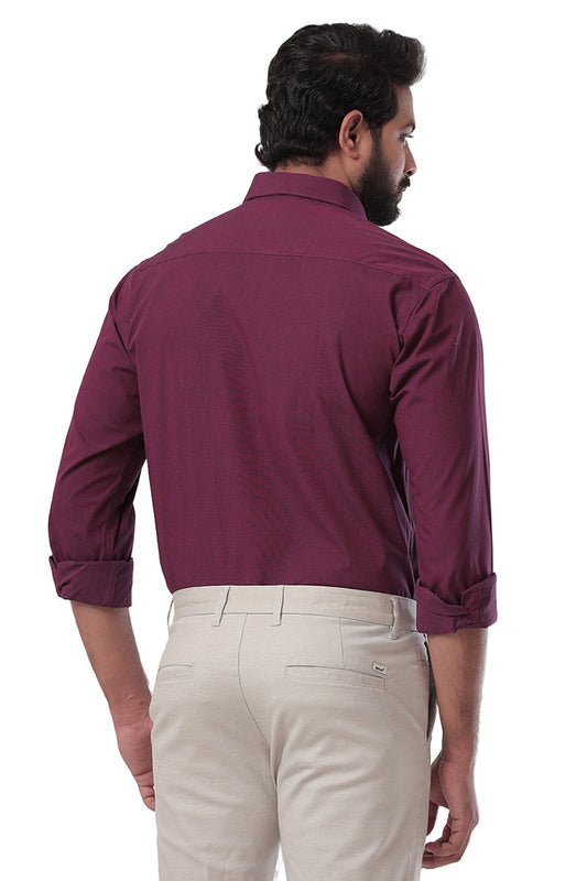 ARISER FILA 100% Cotton Formal Solid Plain Shirts For Men (Purple)