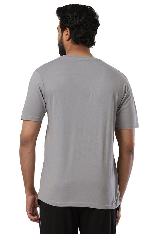 Round Neck - Iron Gray Solid T-Shirt For Men | Ariser