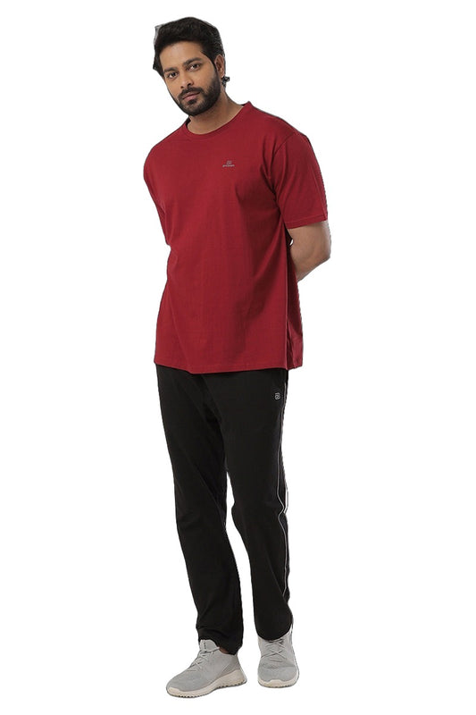 Round Neck - Maroon Solid T-Shirts For Men | Ariser