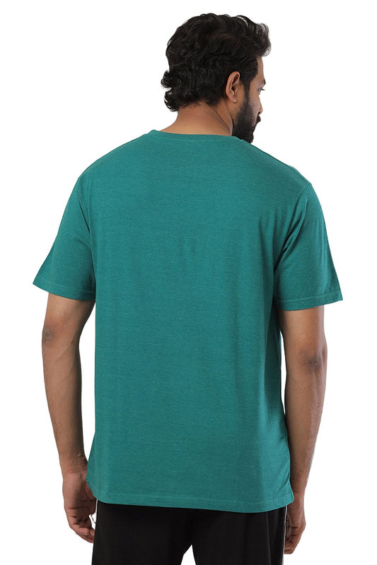 Round Neck - Teal Green Solid T-Shirt For Men | Ariser