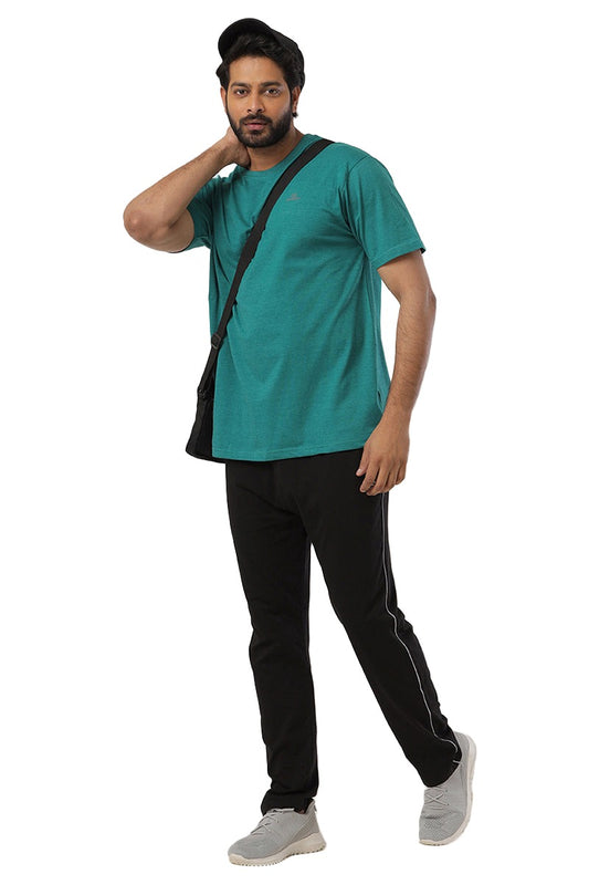 Round Neck - Teal Green Solid T-Shirt For Men | Ariser