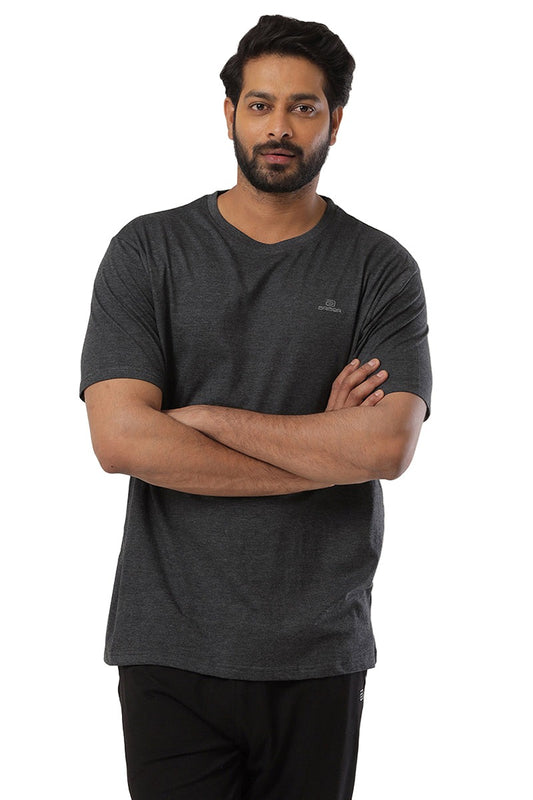 Round Neck - Charcoal Solid T-Shirt For Men | Ariser