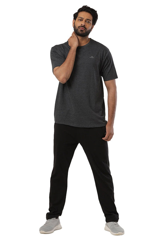 Round Neck - Charcoal Solid T-Shirt For Men | Ariser