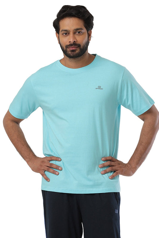 Round Neck - Pastel Green Solid T-Shirt For Men | Ariser