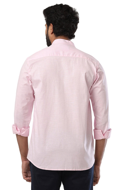 Ariser NEO 100% Cotton Mandarin Collar Slim Fit Formal Shirt For Men ( Baby Pink - 11806 )