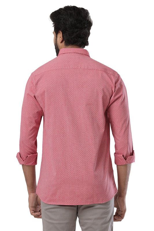 Ariser Orlando Red Color 100% Cotton Printed Slim Fit Shirts For Men - OR17506