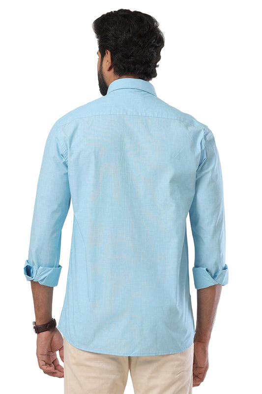 ARISER FILA 100% Cotton Formal Solid Plain Shirts For Men (Sky Blue)