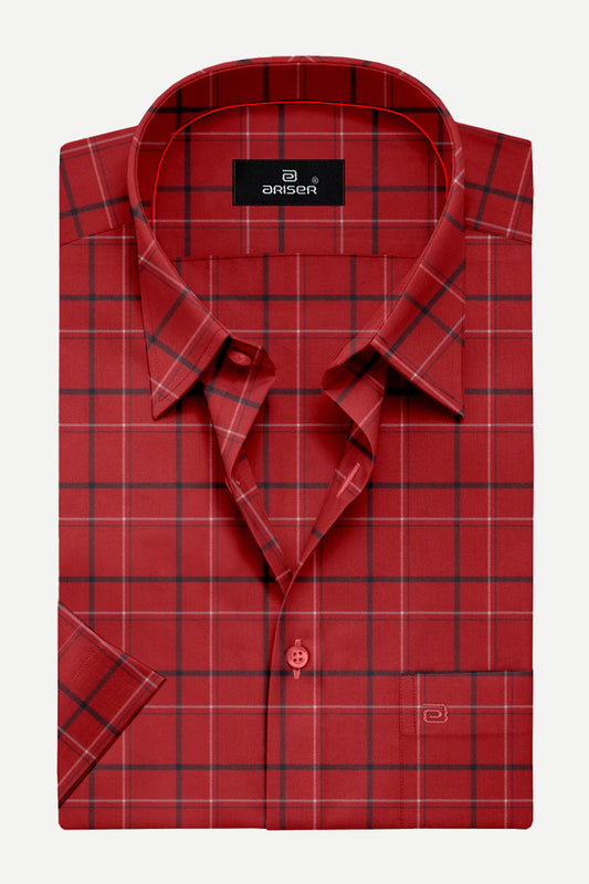 Vegas - Red With Black Checked Shirts For Mens | Ariser