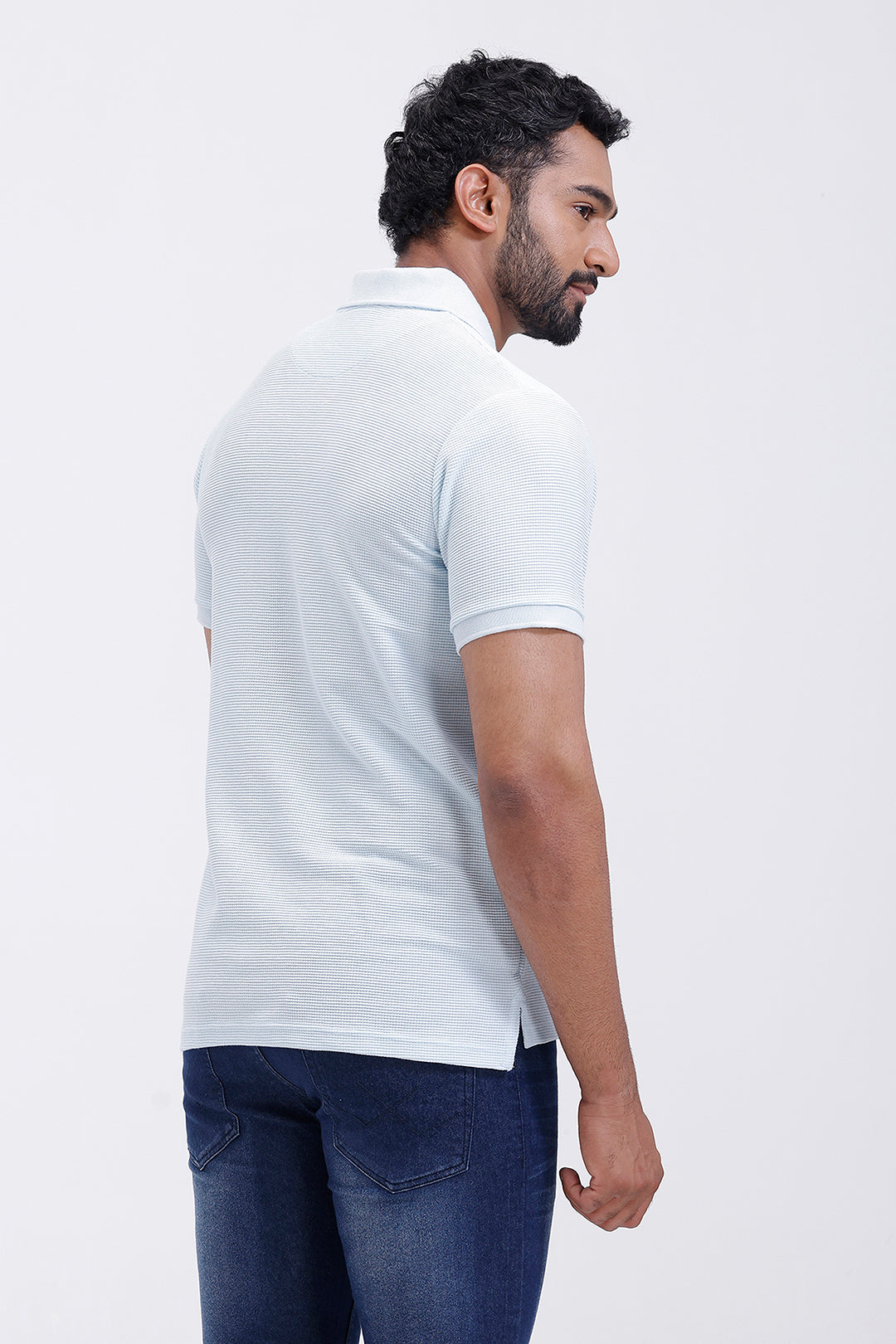 soft blue textured polo t-shirt ariser