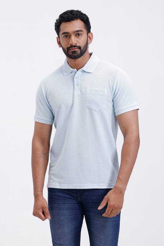 ariser waffle polo soft blue t-shirt men