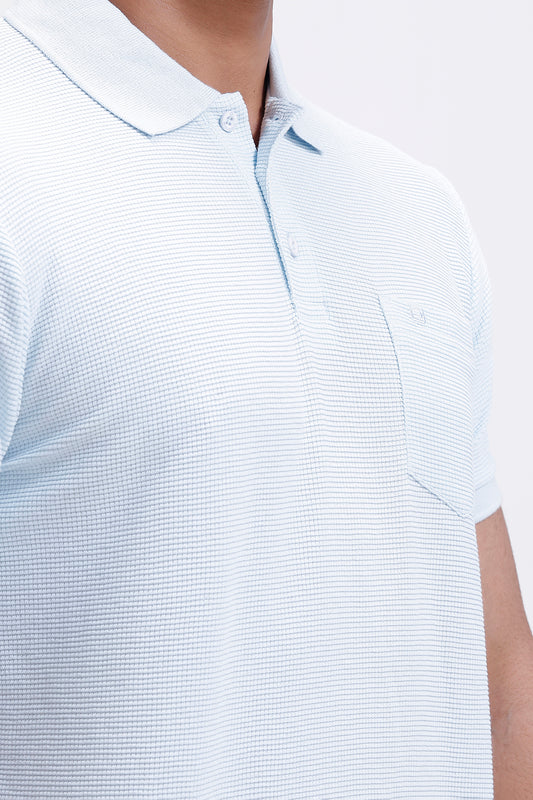 soft blue waffle polo t-shirt for men