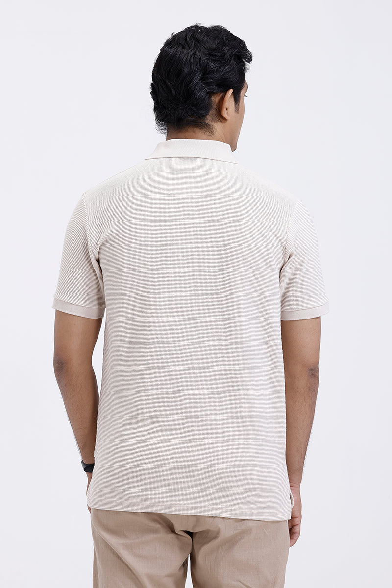 natural cream textured polo t-shirt ariser