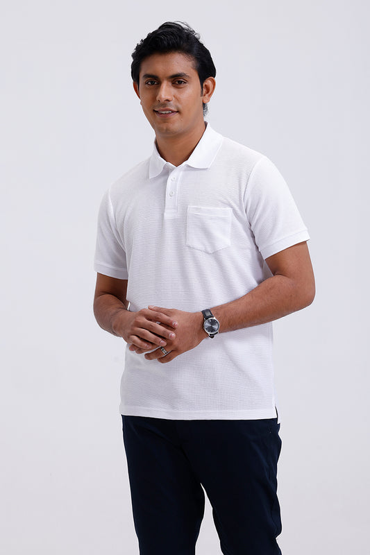 ariser waffle polo snow white t-shirt men