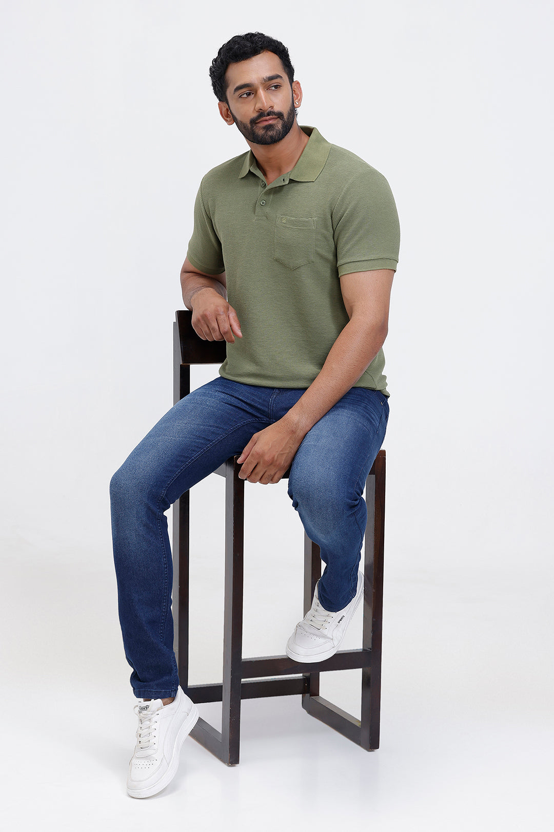 forest olive green textured polo t-shirt ariser