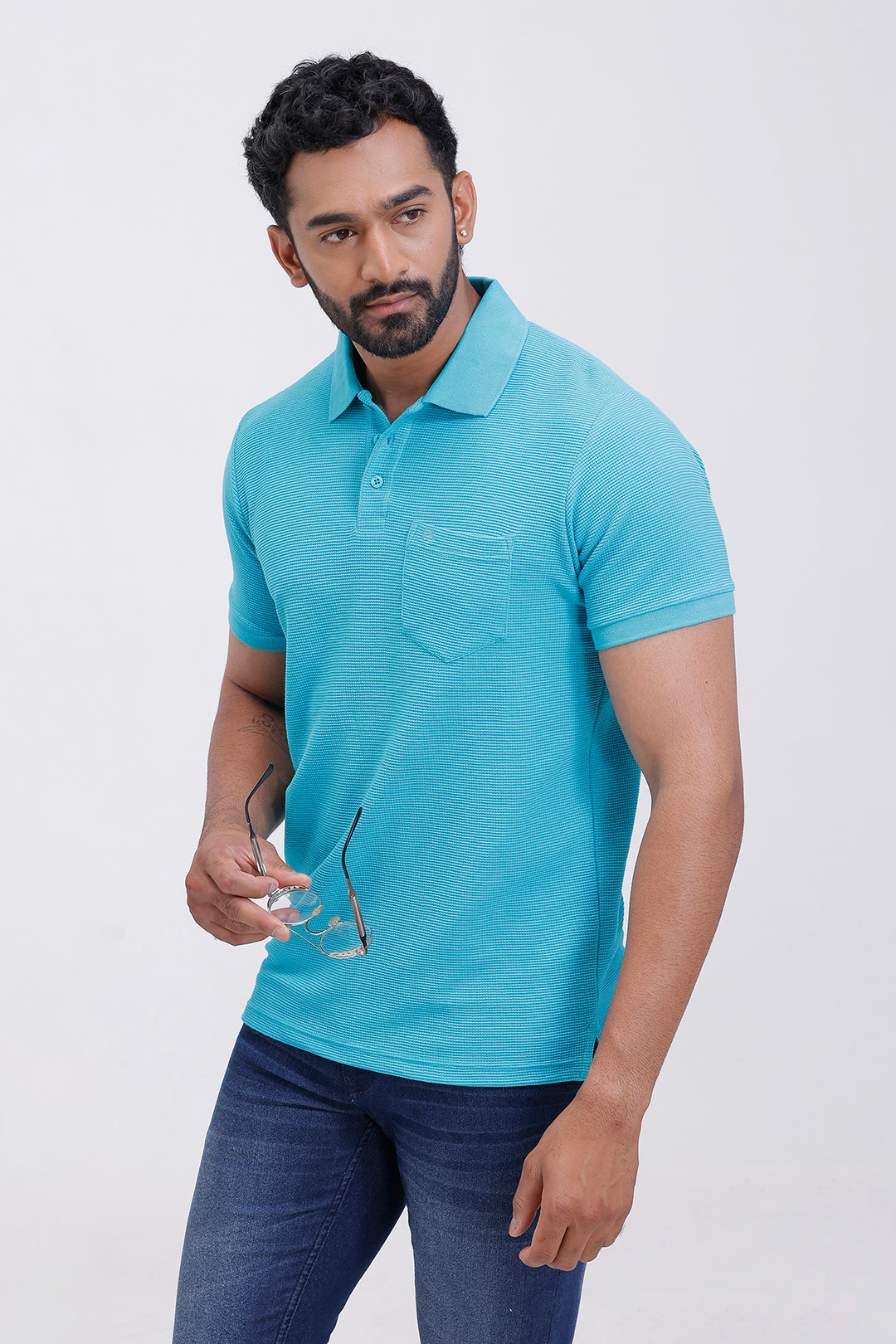 ariser casual waffle polo ocean mist colour