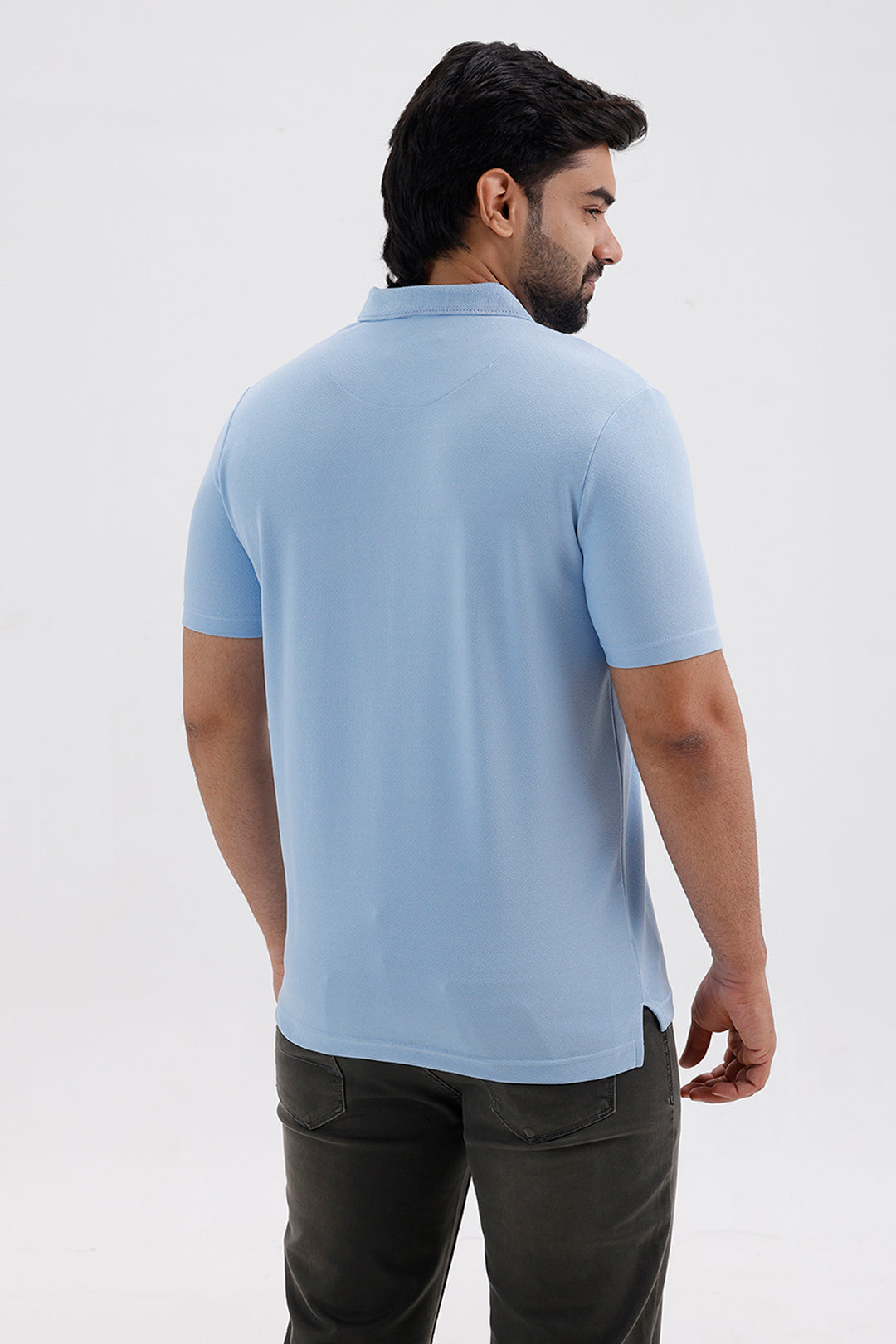 Stylish Sky Blue Cripe Polo Men's T-Shirt