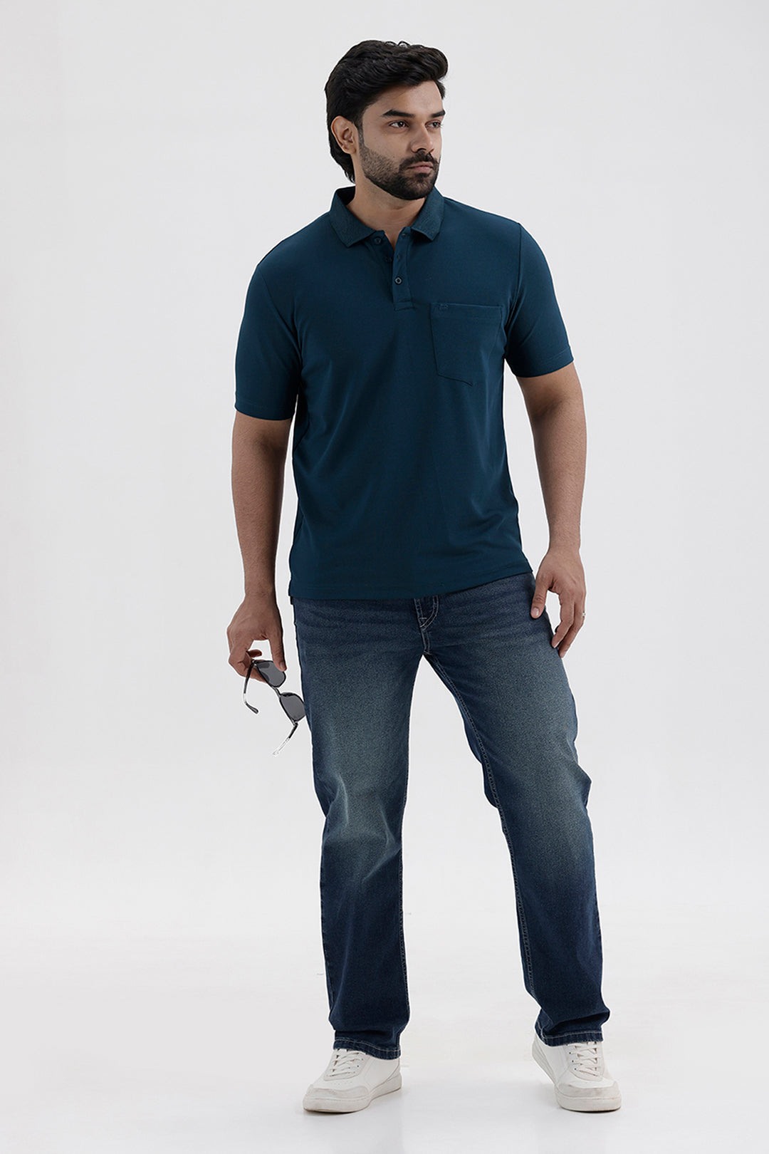 Cripe Polo Men's Dark Steel Blue Cotton T-Shirt