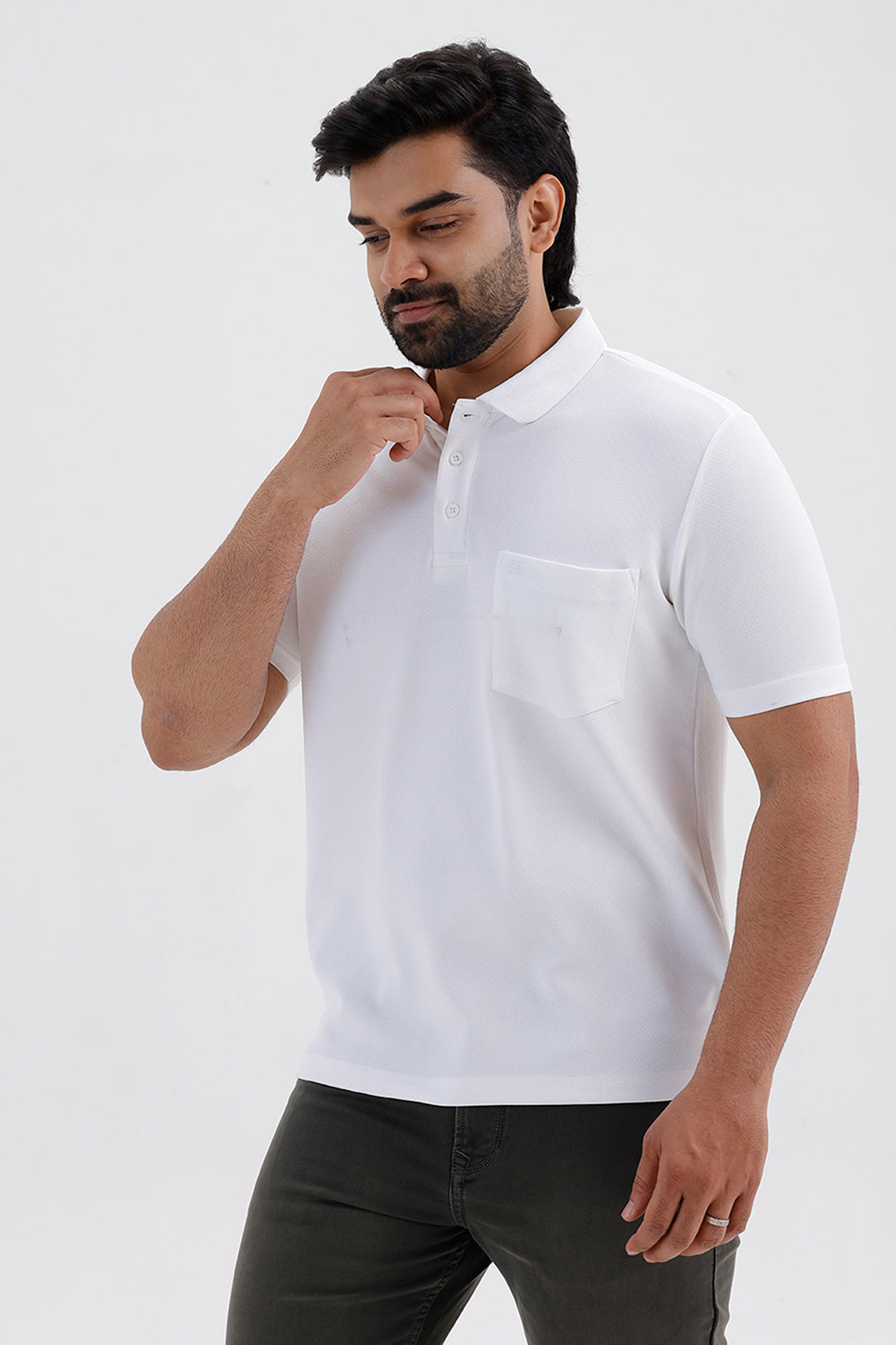 Stylish White Cripe Polo Men's T-Shirt