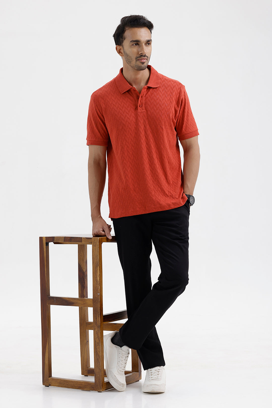 Fashion Polo Men's Terra Red Cotton T-Shirt
