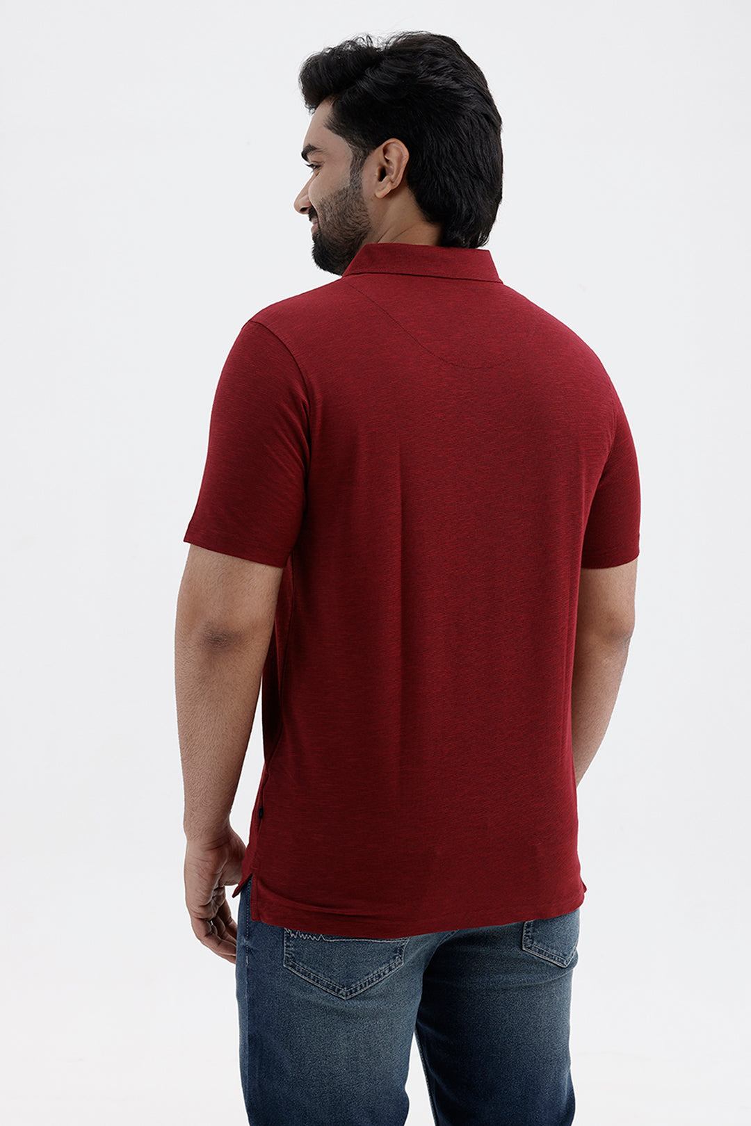 Polo Collar Deep Red T-Shirt for Men