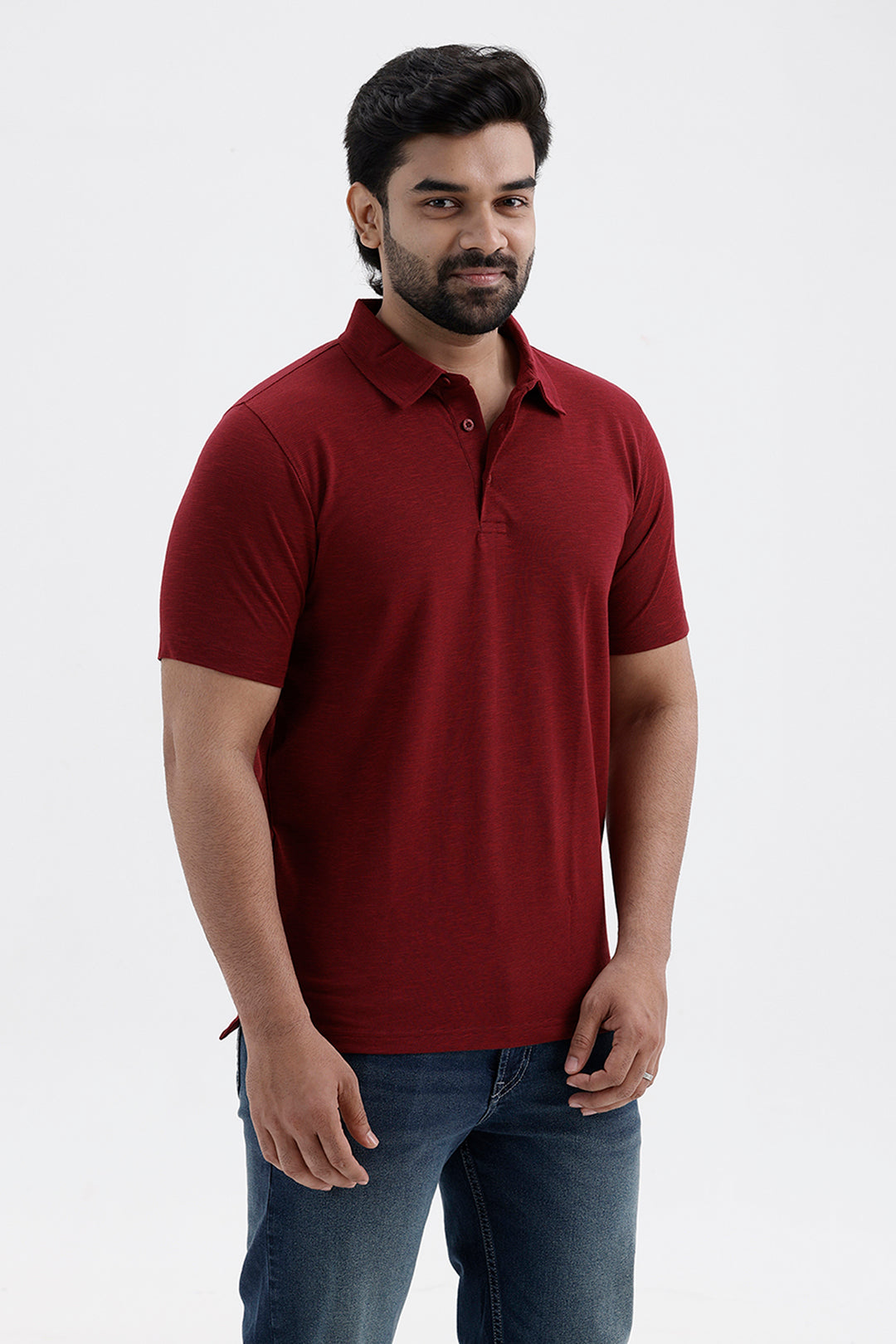 Deep Red Casual T-Shirt for Men