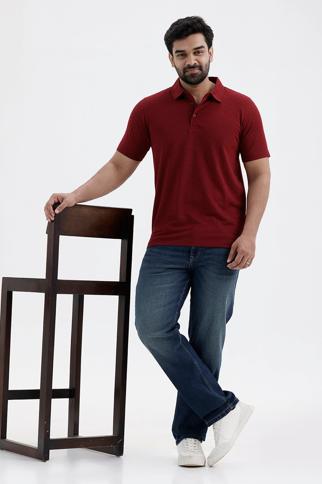 Deep Red Regular Fit Men's Polo T-Shirt